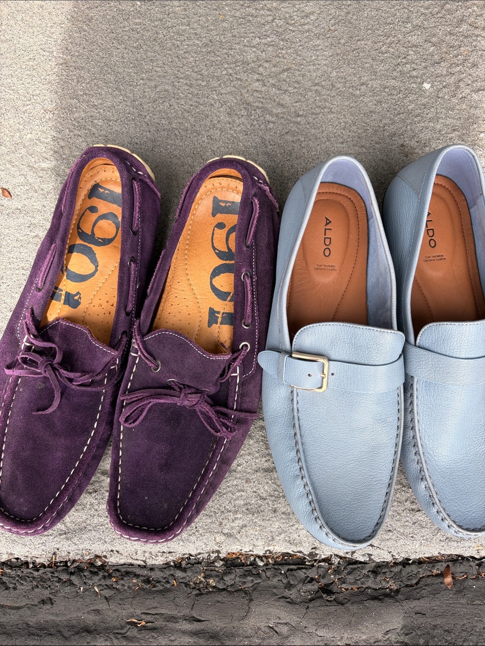 ALDO Light Blue Leather Buckle Loafers